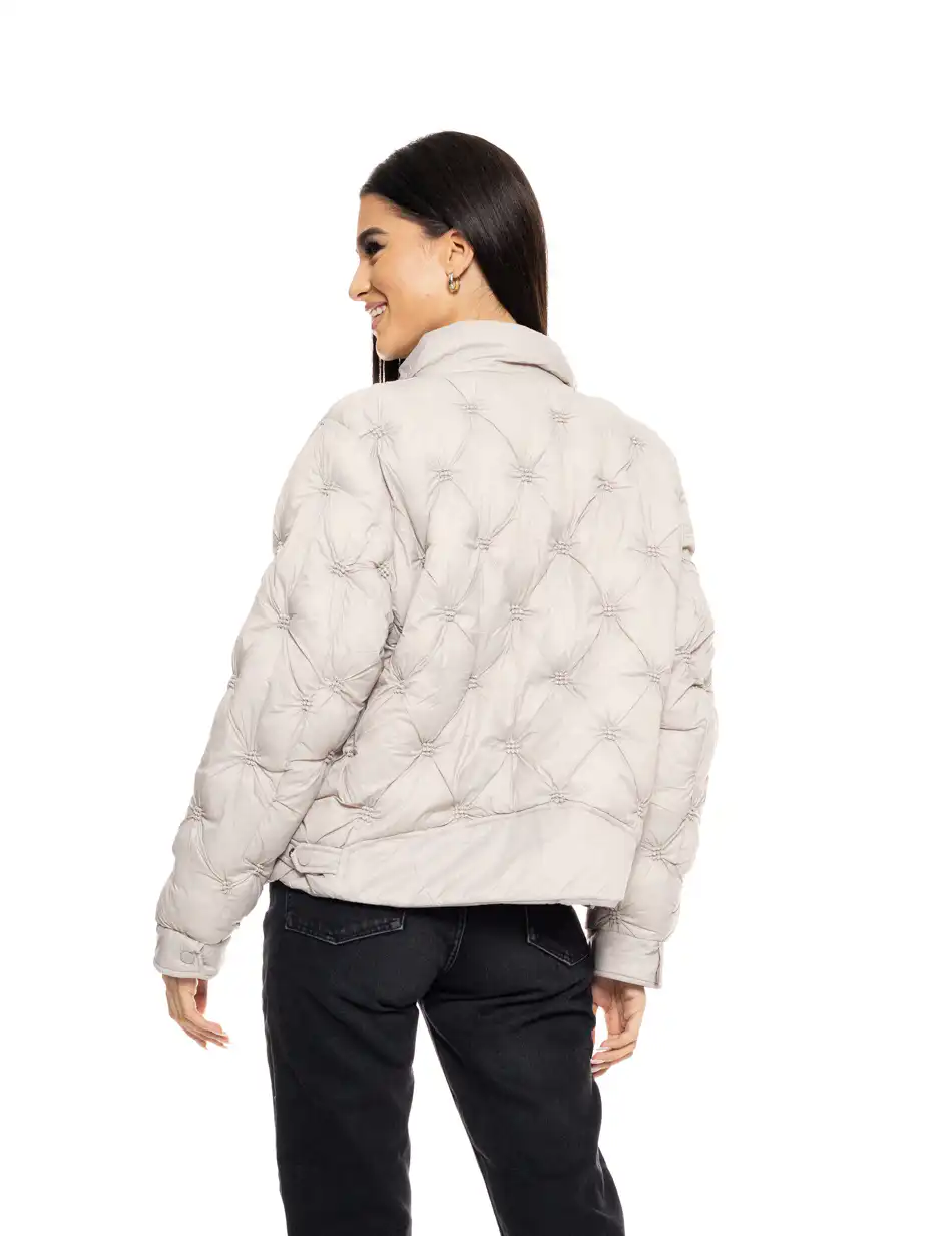 Biston fashion γυναικείο κοντό μπουφάν με γιακά 50-101-063 LT GREY