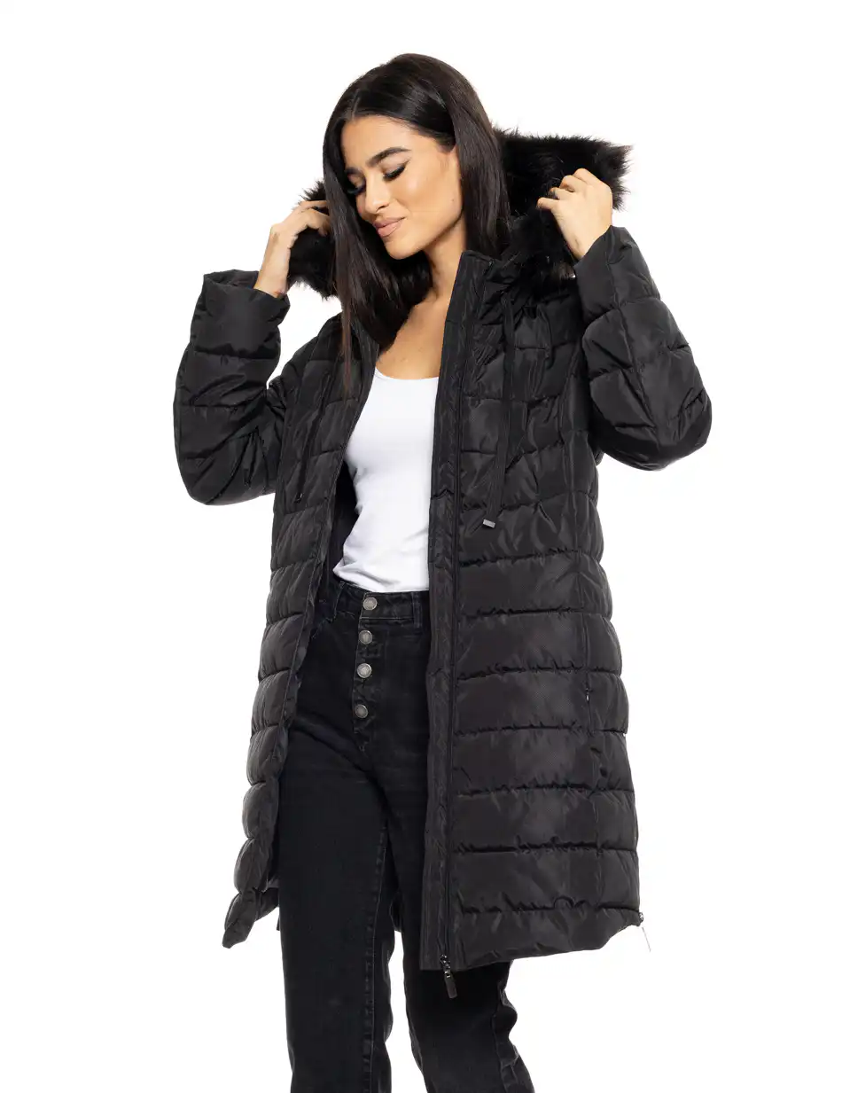 Biston fashion γυναικείο demi μπουφάν με αποσπώμενη κουκούλα 50-101-080 BLACK