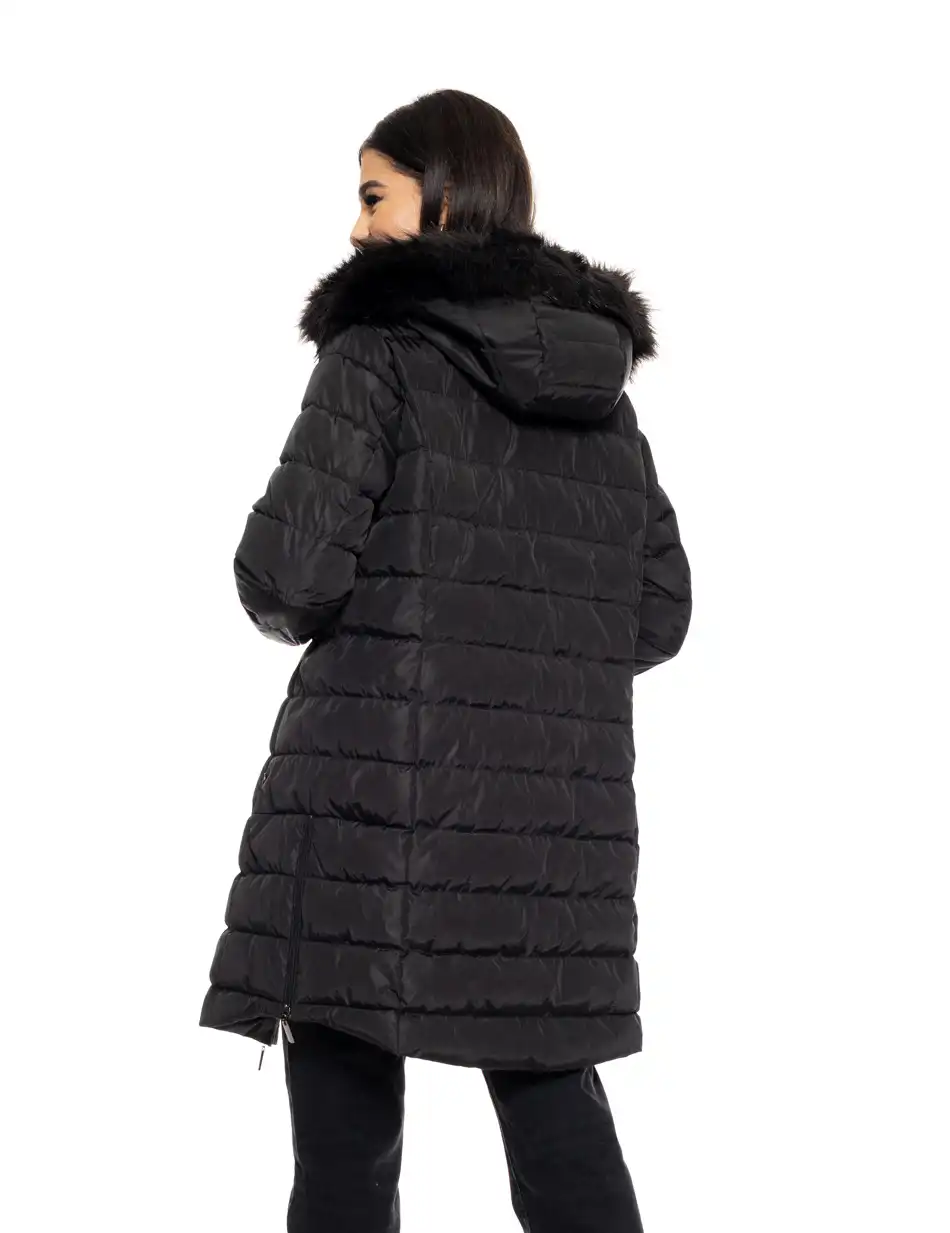 Biston fashion γυναικείο demi μπουφάν με αποσπώμενη κουκούλα 50-101-080 BLACK