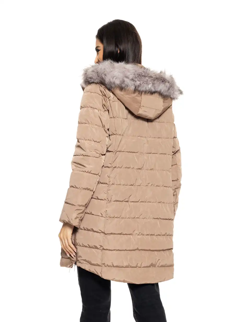 Biston fashion γυναικείο demi μπουφάν με αποσπώμενη κουκούλα 50-101-080 DK BEIGE