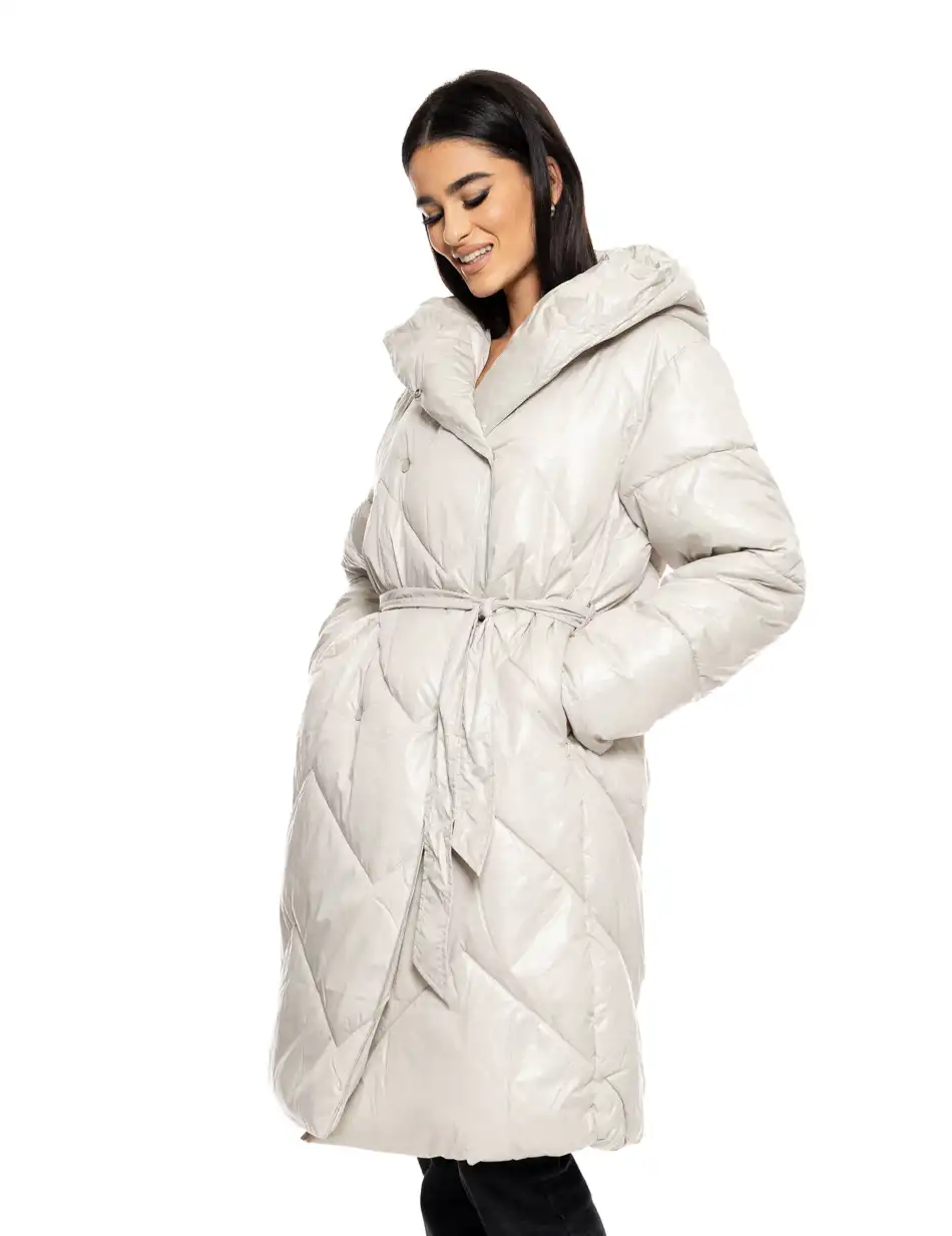 Splendid fashion γυναικείο μακρύ μπουφάν με ενσωματωμένη κουκούλα 50-101-097 ICE