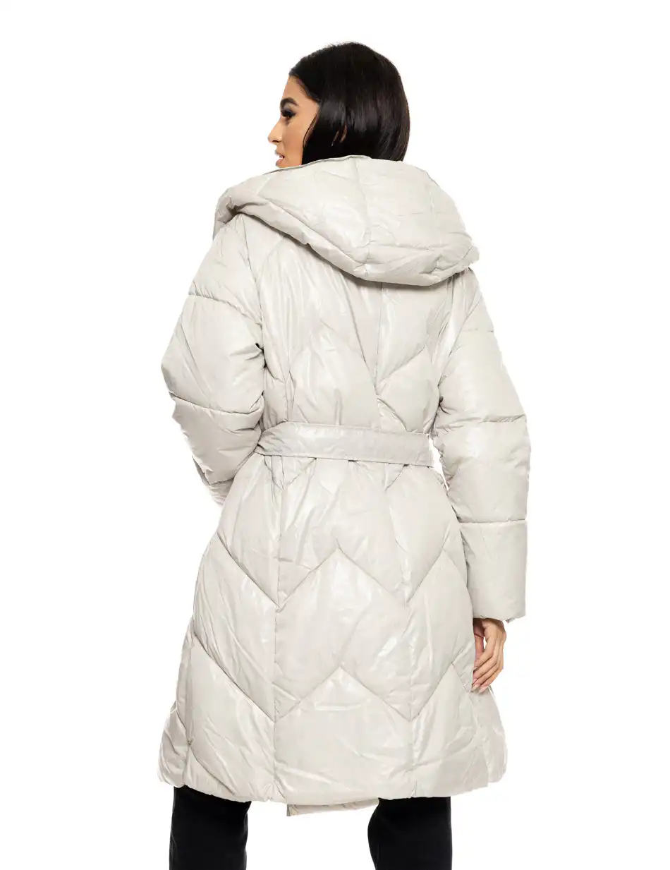 Splendid fashion γυναικείο μακρύ μπουφάν με ενσωματωμένη κουκούλα 50-101-097 ICE