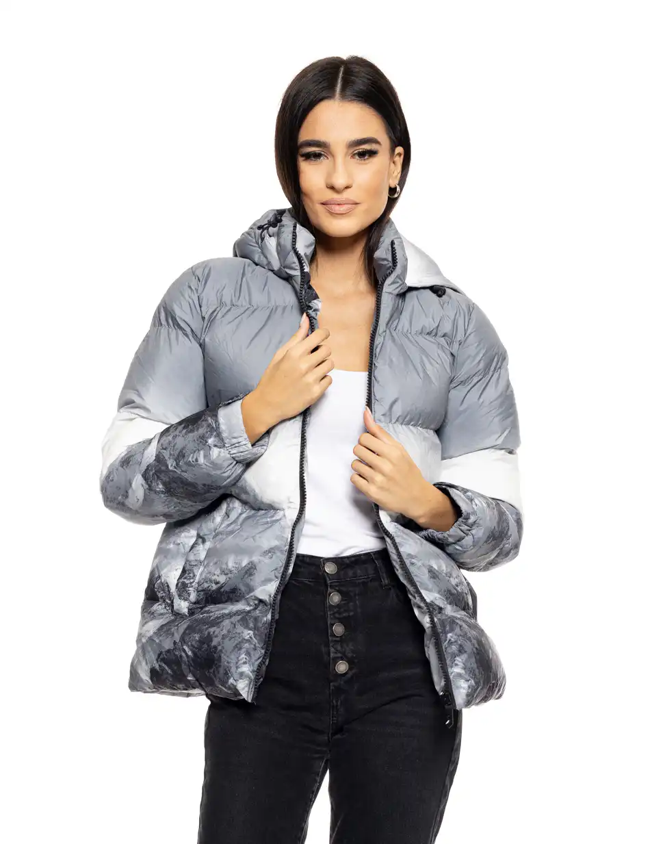 Biston fashion γυναικείο κοντό μπουφάν με αποσπώμενη κουκούλα 50-101-099 GREY