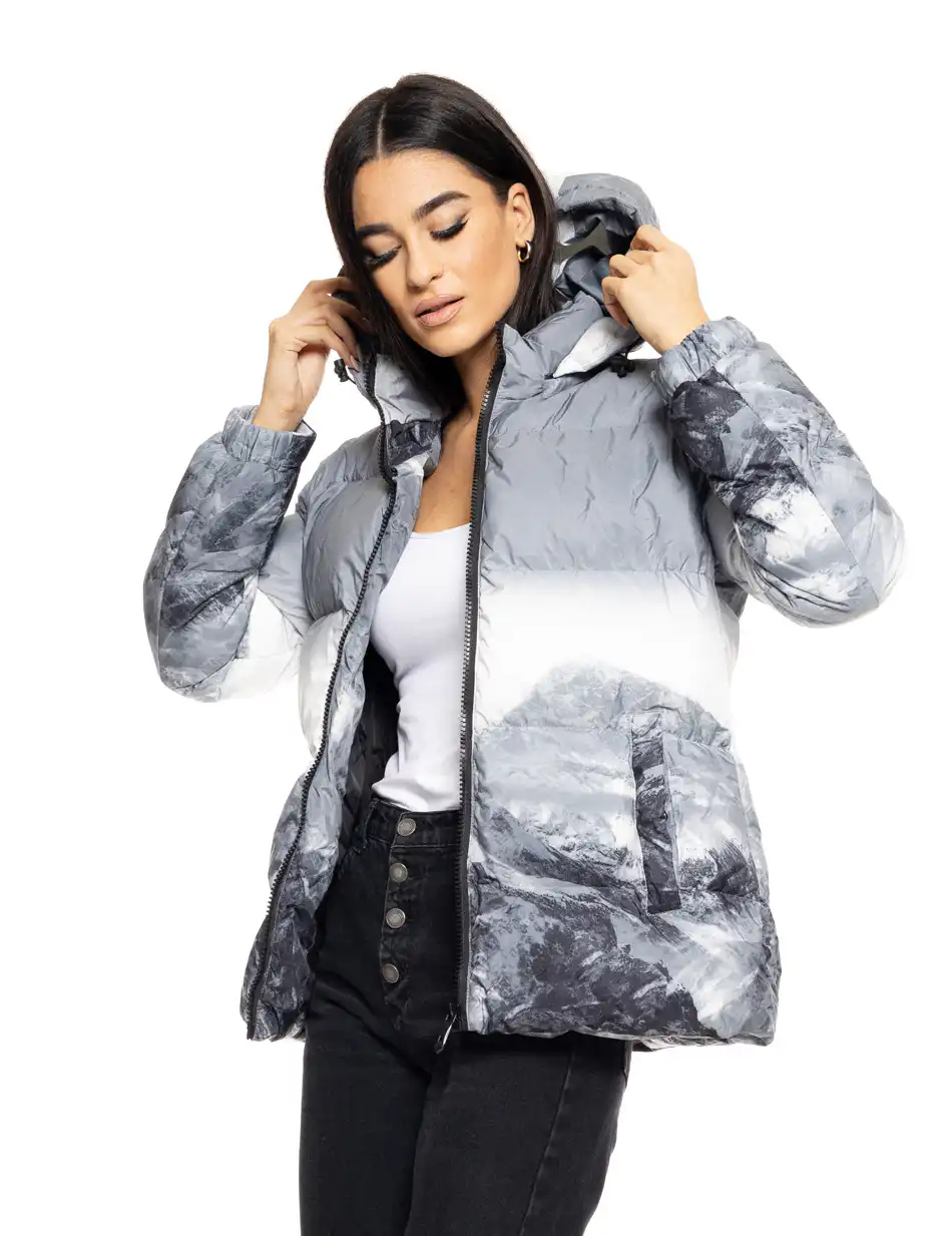 Biston fashion γυναικείο κοντό μπουφάν με αποσπώμενη κουκούλα 50-101-099 GREY