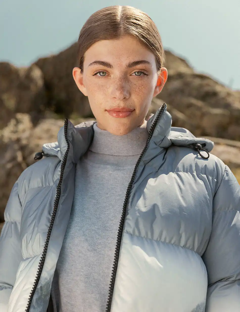 Biston fashion γυναικείο κοντό μπουφάν με αποσπώμενη κουκούλα 50-101-099 GREY