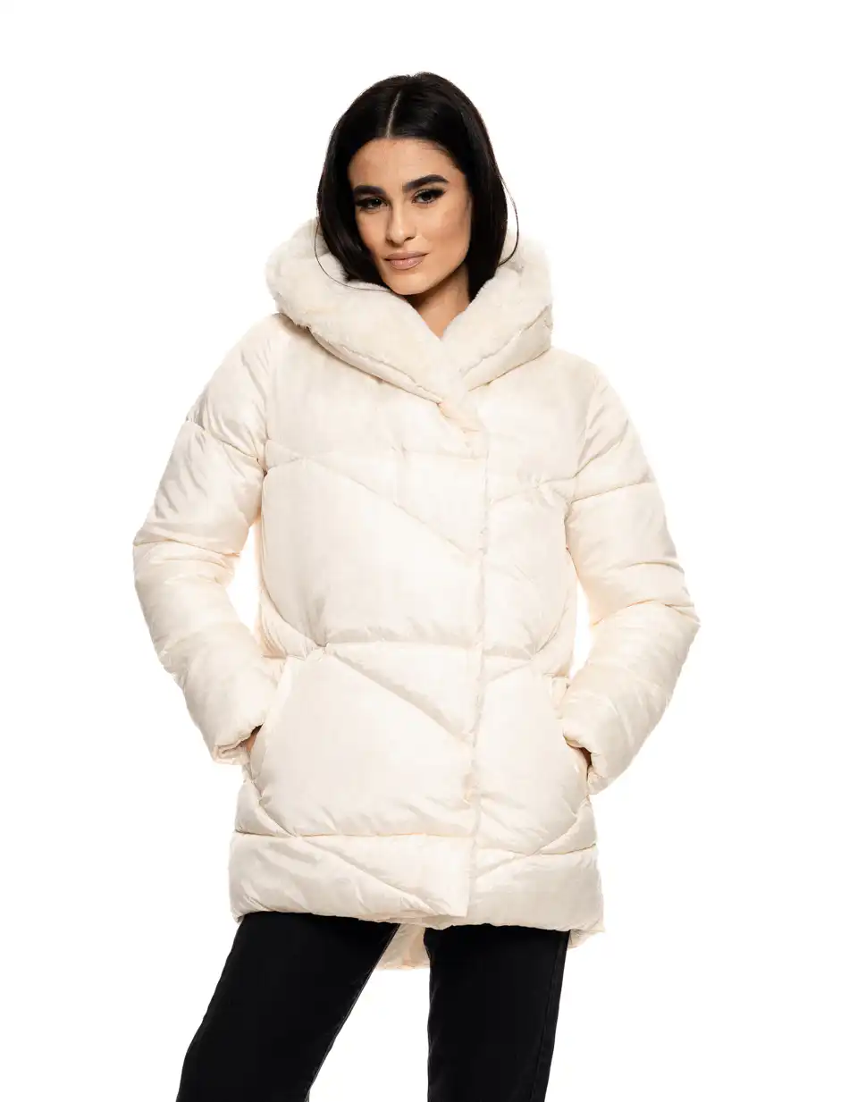 Splendid fashion γυναικείο κοντό μπουφάν με ενσωματωμένη κουκούλα 50-101-101 OFF WHITE