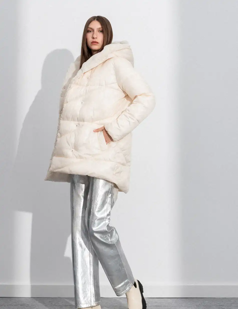 Splendid fashion γυναικείο κοντό μπουφάν με ενσωματωμένη κουκούλα 50-101-101 OFF WHITE