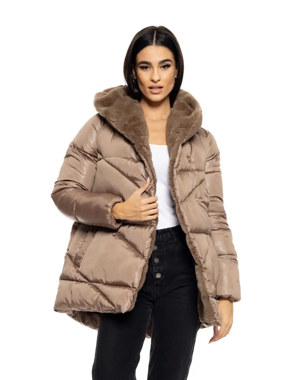 Splendid fashion γυναικείο κοντό μπουφάν με ενσωματωμένη κουκούλα 50-101-101 FANGO