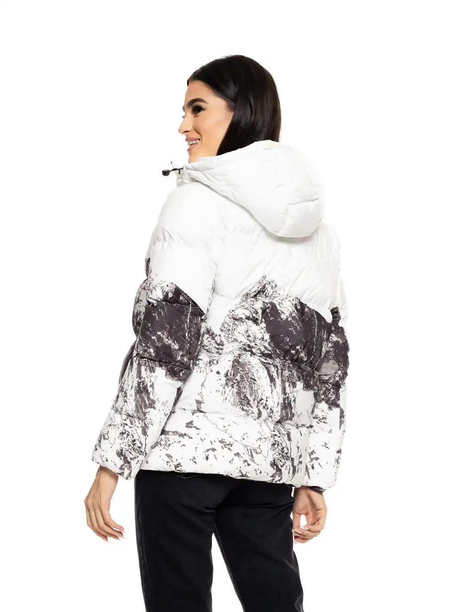 Splendid fashion γυναικείο κοντό μπουφάν με ενσωματωμένη κουκούλα 50-101-102 WHITE