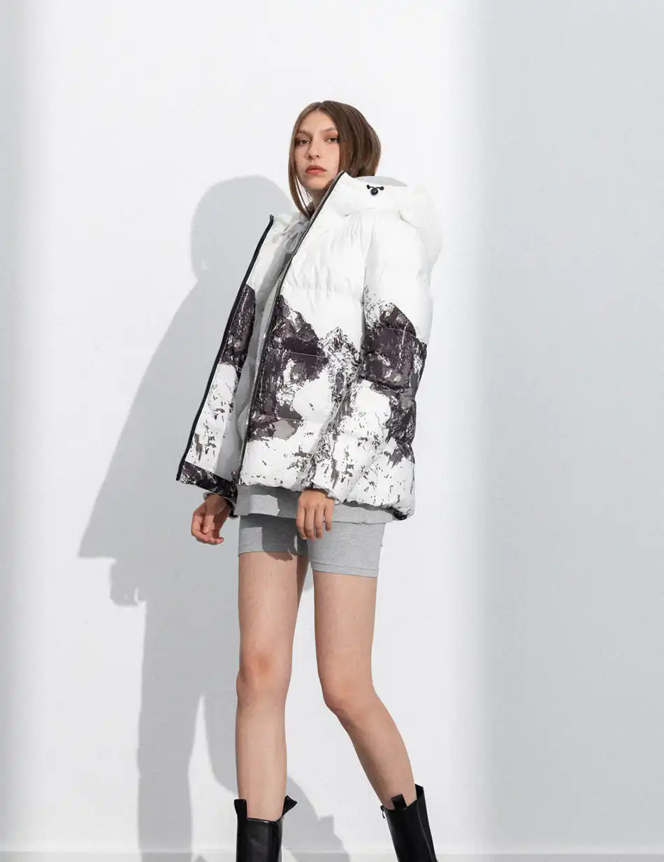 Splendid fashion γυναικείο κοντό μπουφάν με ενσωματωμένη κουκούλα 50-101-102 WHITE