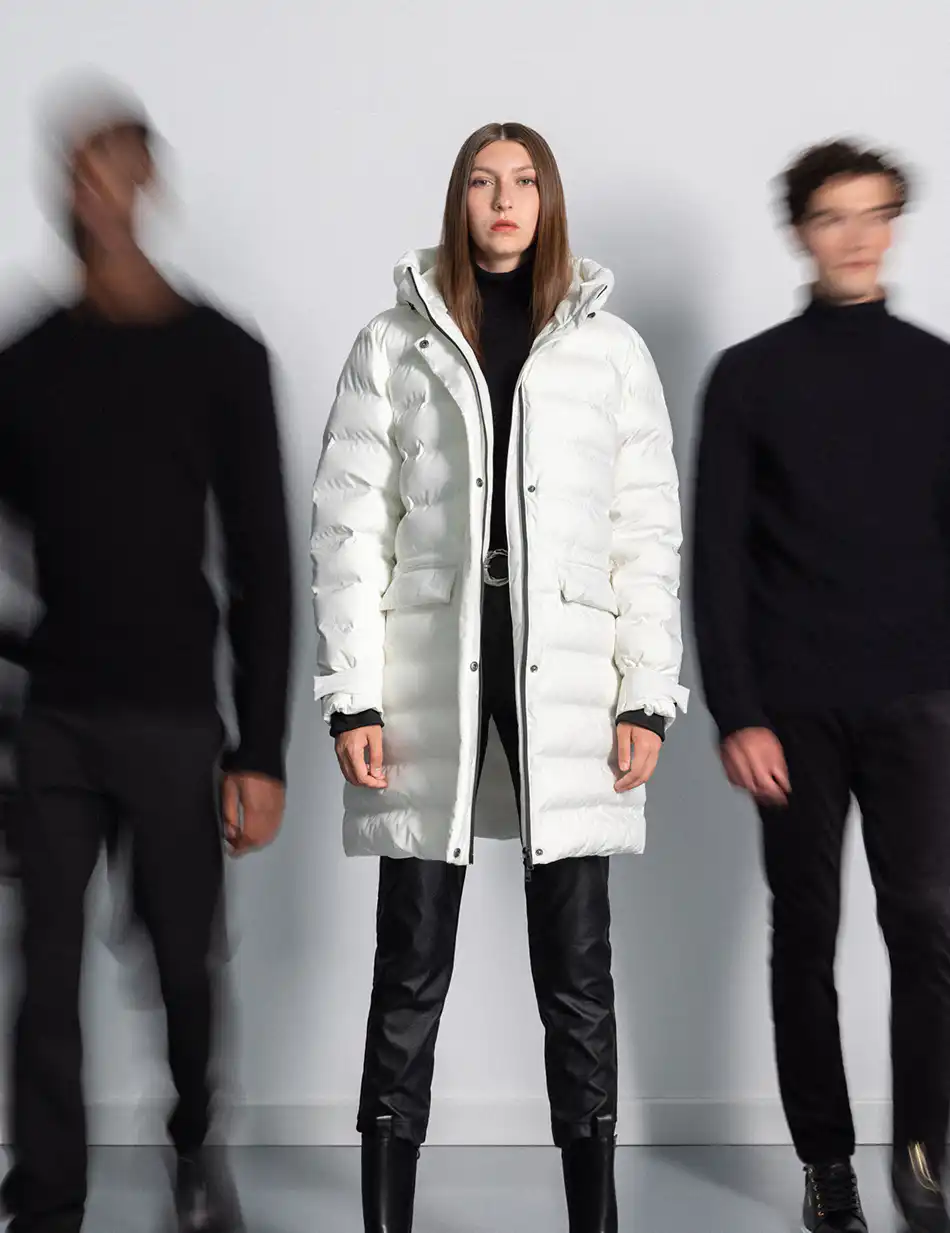 Splendid fashion γυναικείο μακρύ μπουφάν με ενσωματωμένη κουκούλα 50-101-105 OFF WHITE