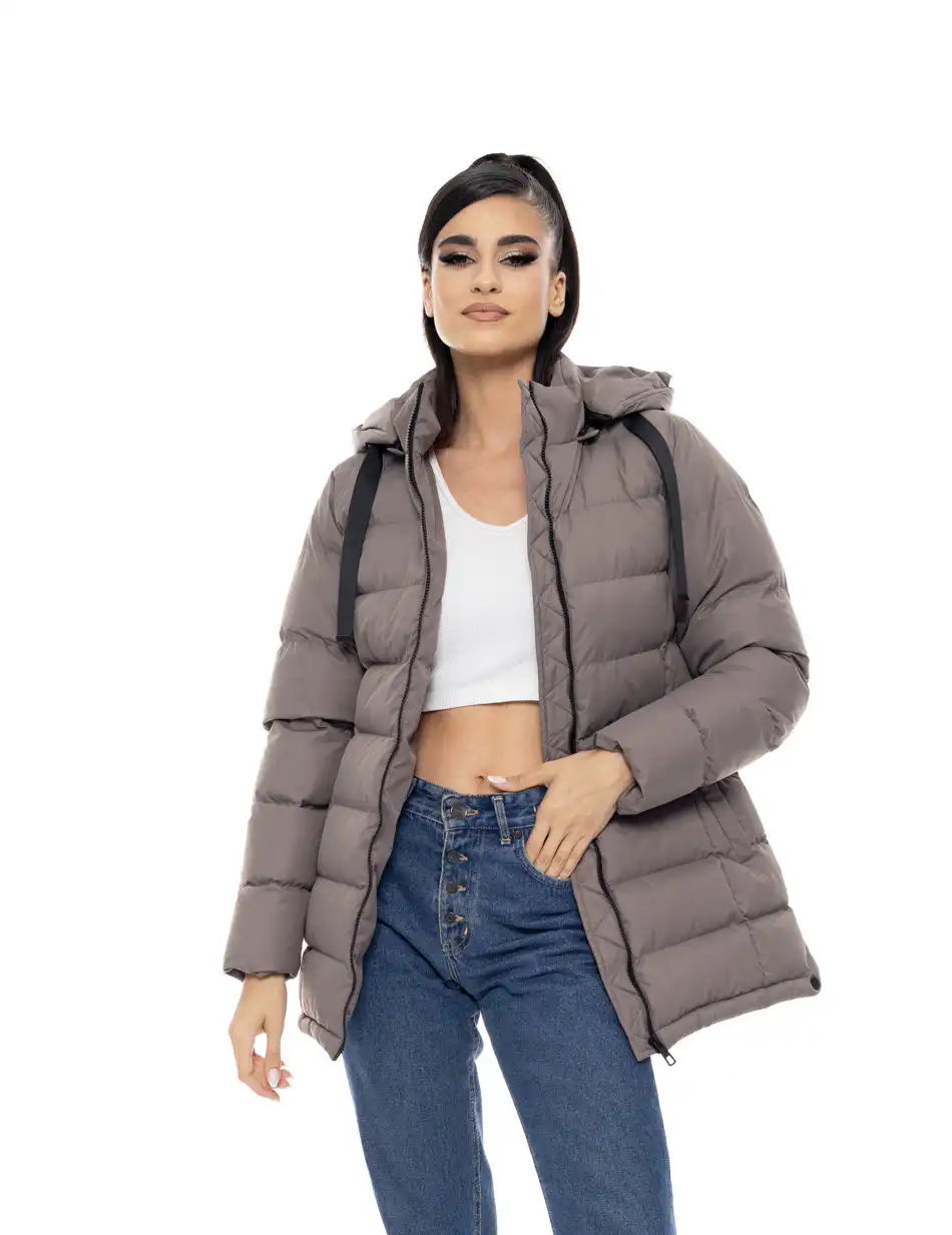 Biston fashion γυναικείο κοντό μπουφάν με αποσπώμενη κουκούλα 50-101-107 FANGO