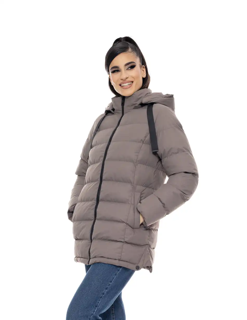 Biston fashion γυναικείο κοντό μπουφάν με αποσπώμενη κουκούλα 50-101-107 FANGO