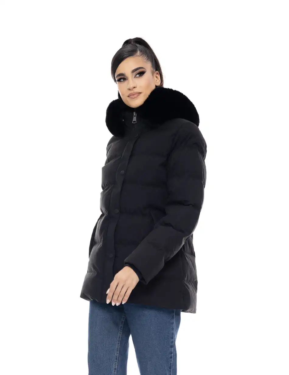 Biston fashion γυναικείο κοντό μπουφάν με αποσπώμενη κουκούλα 50-101-109 BLACK