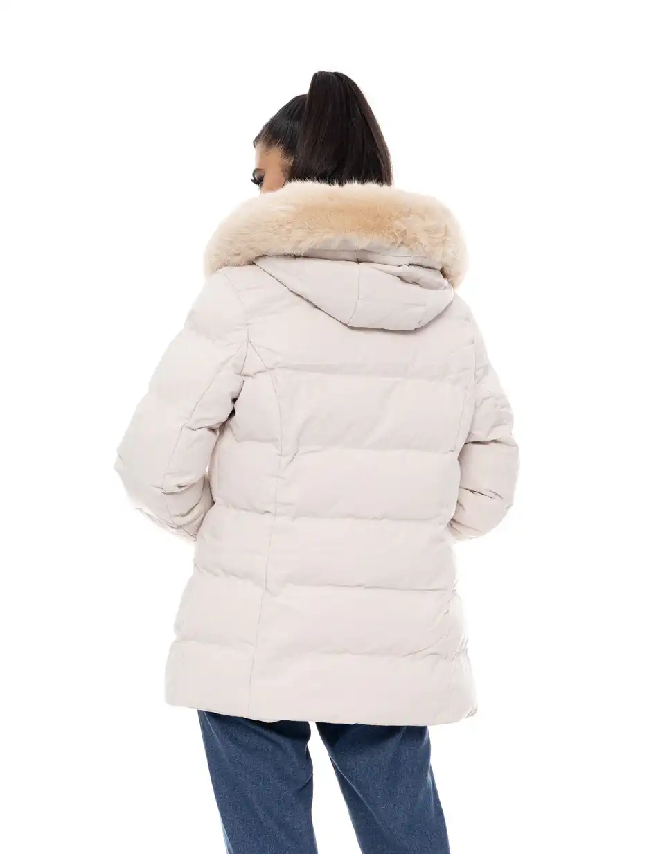 Biston fashion γυναικείο κοντό μπουφάν με αποσπώμενη κουκούλα 50-101-109 LT BEIGE