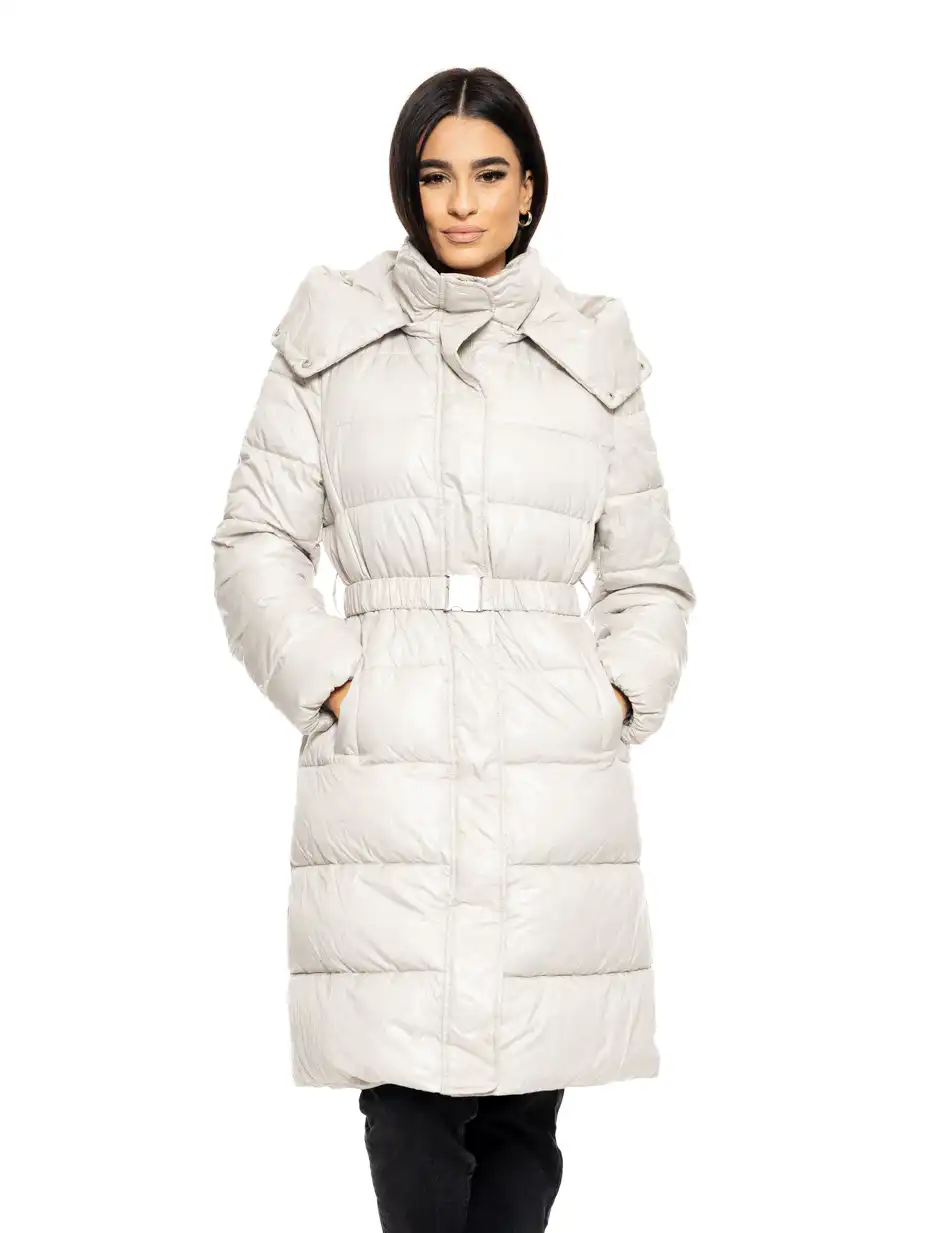 Biston fashion γυναικείο μακρύ μπουφάν με αποσπώμενη κουκούλα 50-101-111 ICE