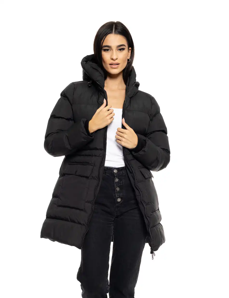 Splendid fashion γυναικείο demi μπουφάν με ενσωματωμένη κουκούλα 50-101-113 BLACK