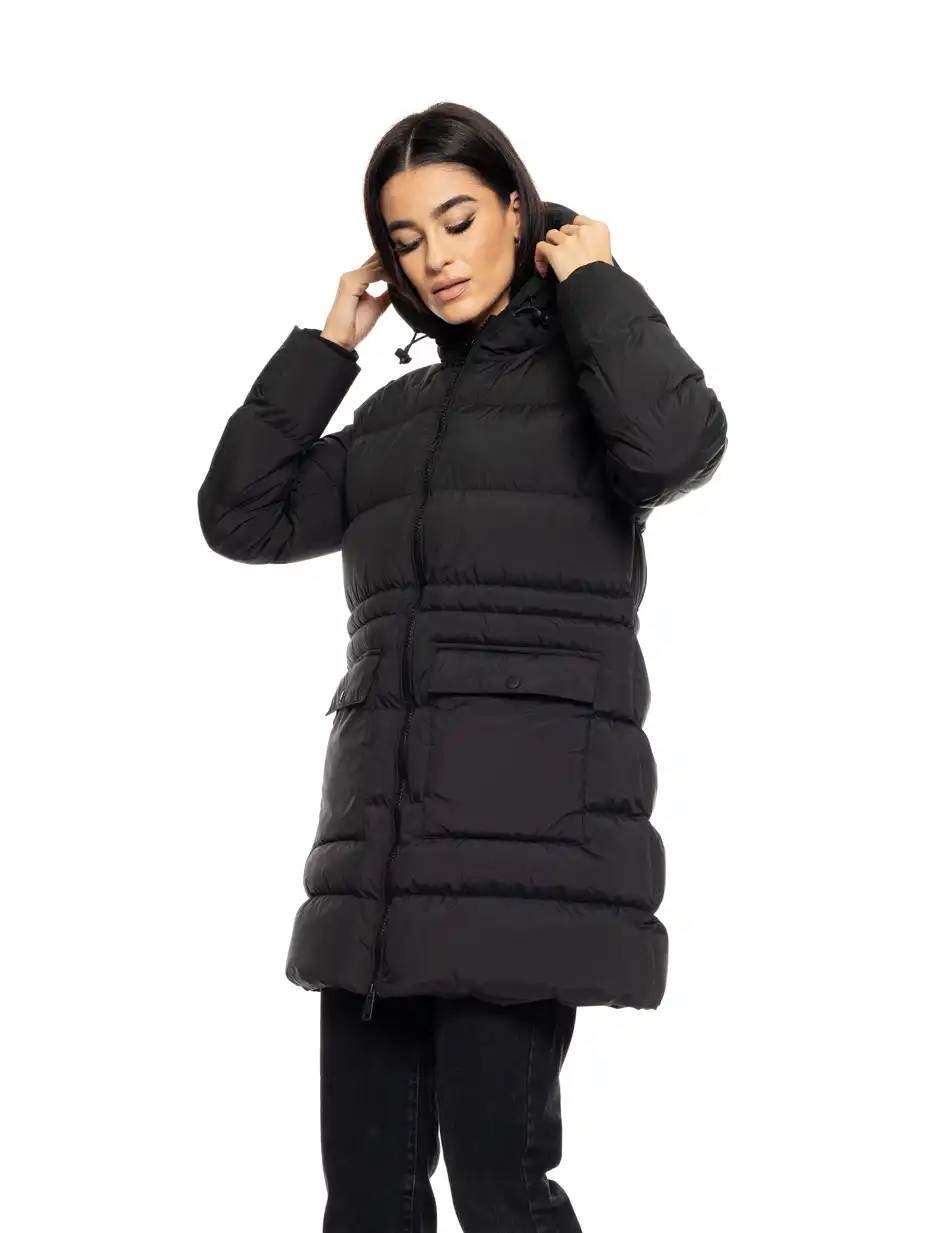 Splendid fashion γυναικείο demi μπουφάν με ενσωματωμένη κουκούλα 50-101-113 BLACK