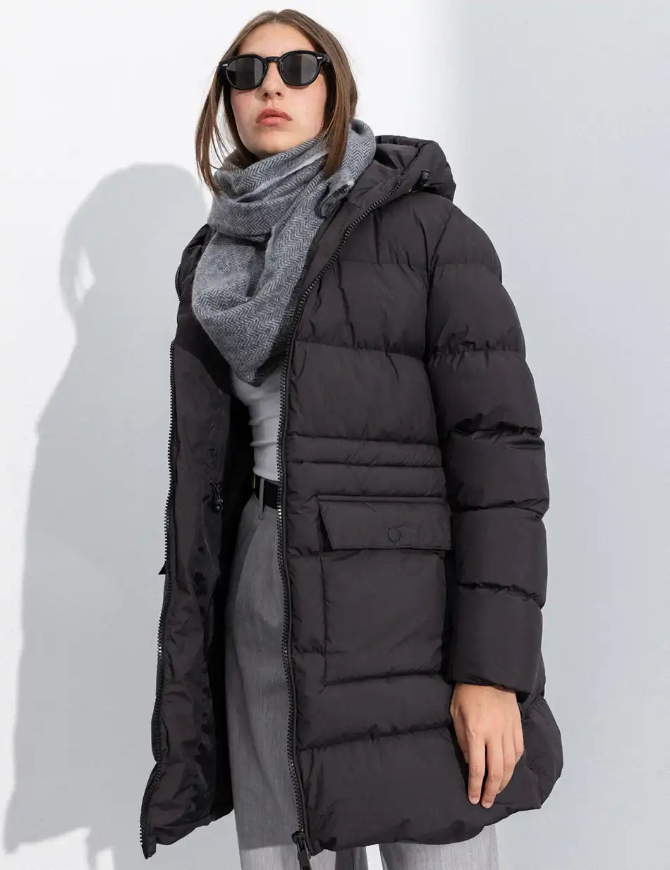 Splendid fashion γυναικείο demi μπουφάν με ενσωματωμένη κουκούλα 50-101-113 BLACK