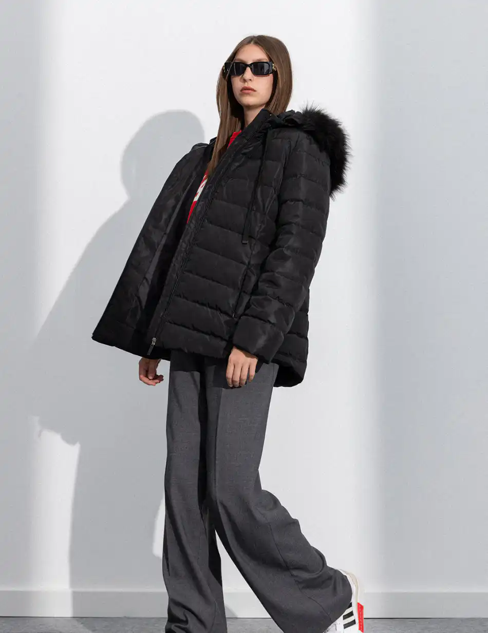 Splendid fashion γυναικείο demi μπουφάν με αποσπώμενη κουκούλα 50-101-117 BLACK