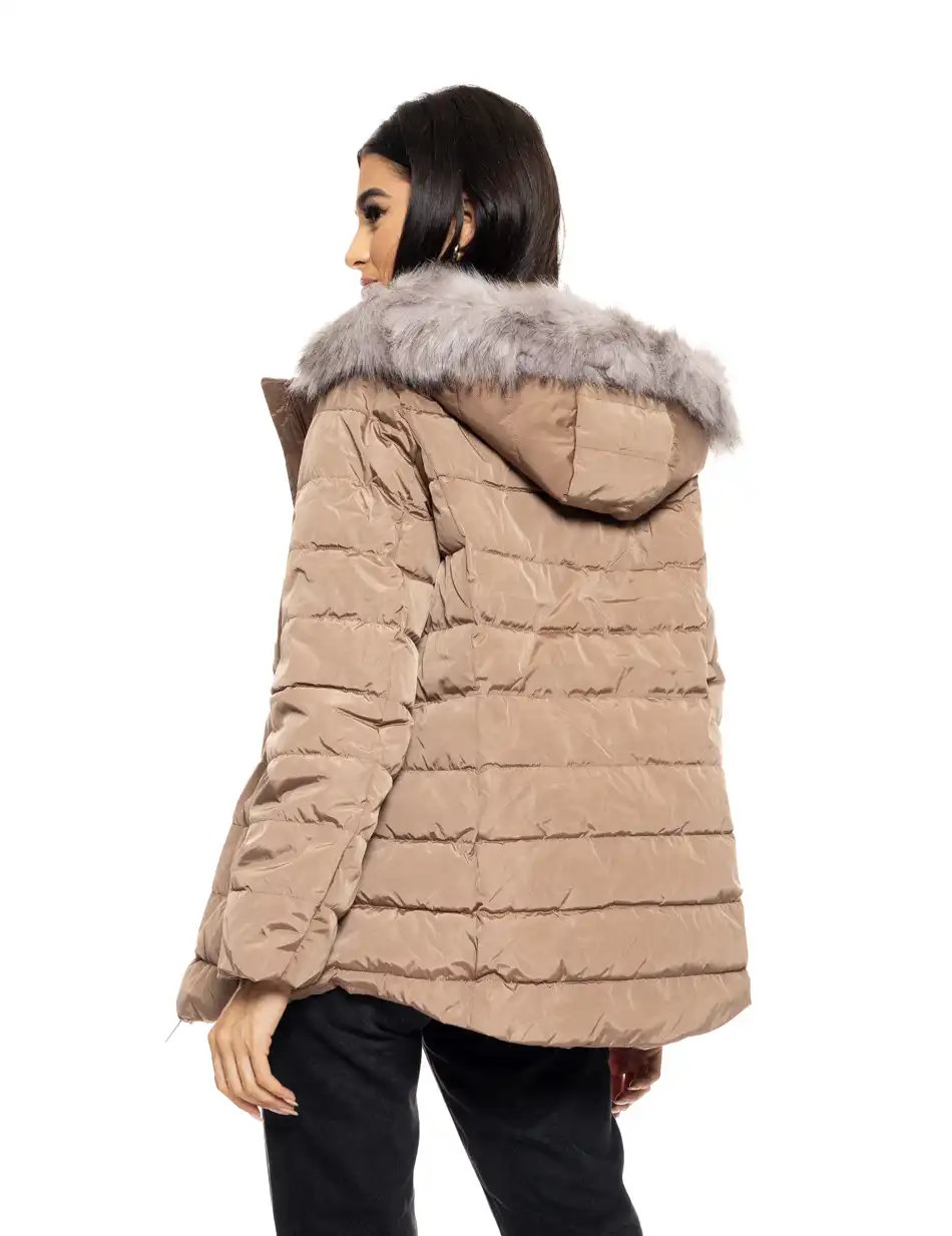 Splendid fashion γυναικείο demi μπουφάν με αποσπώμενη κουκούλα 50-101-117 DK BEIGE