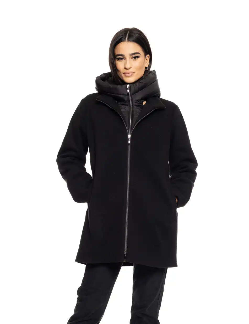 Biston fashion γυναικείο demi παλτό με αποσπώμενη κουκούλα 50-101-120 BLACK