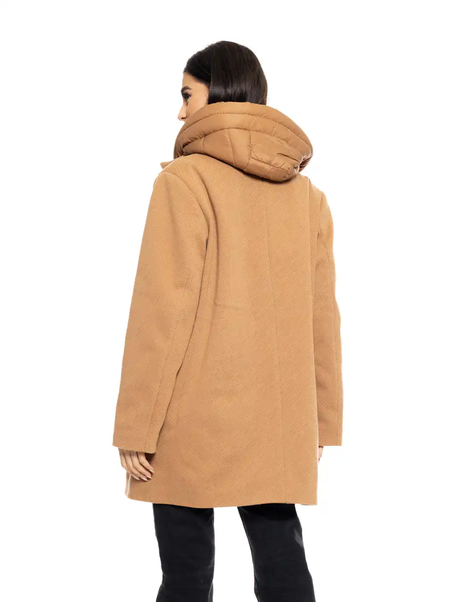 Biston fashion γυναικείο demi παλτό με αποσπώμενη κουκούλα 50-101-120 CAMEL