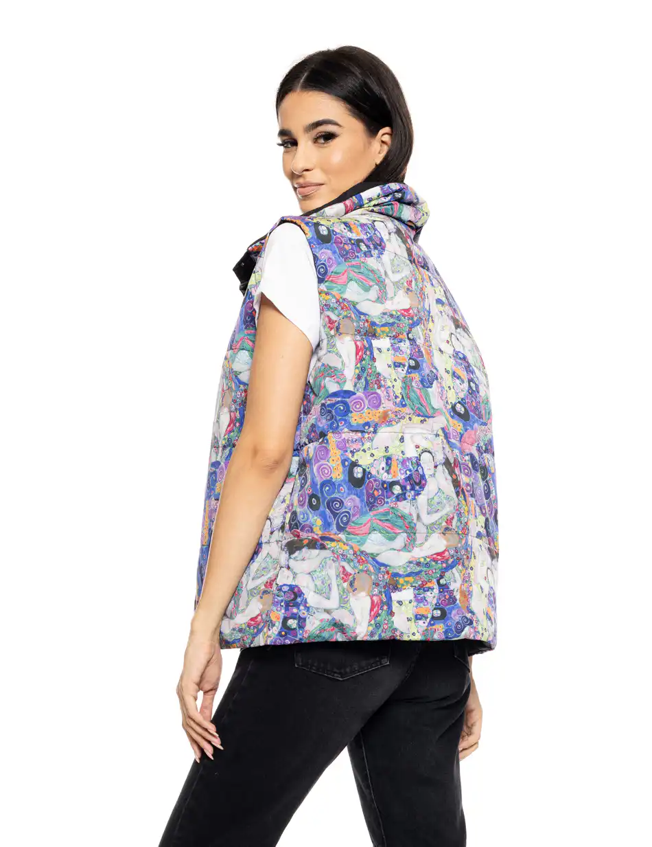 Biston fashion γυναικείο double face κοντό αμάνικο μπουφάν 50-102-001 BLACK ALLOVER