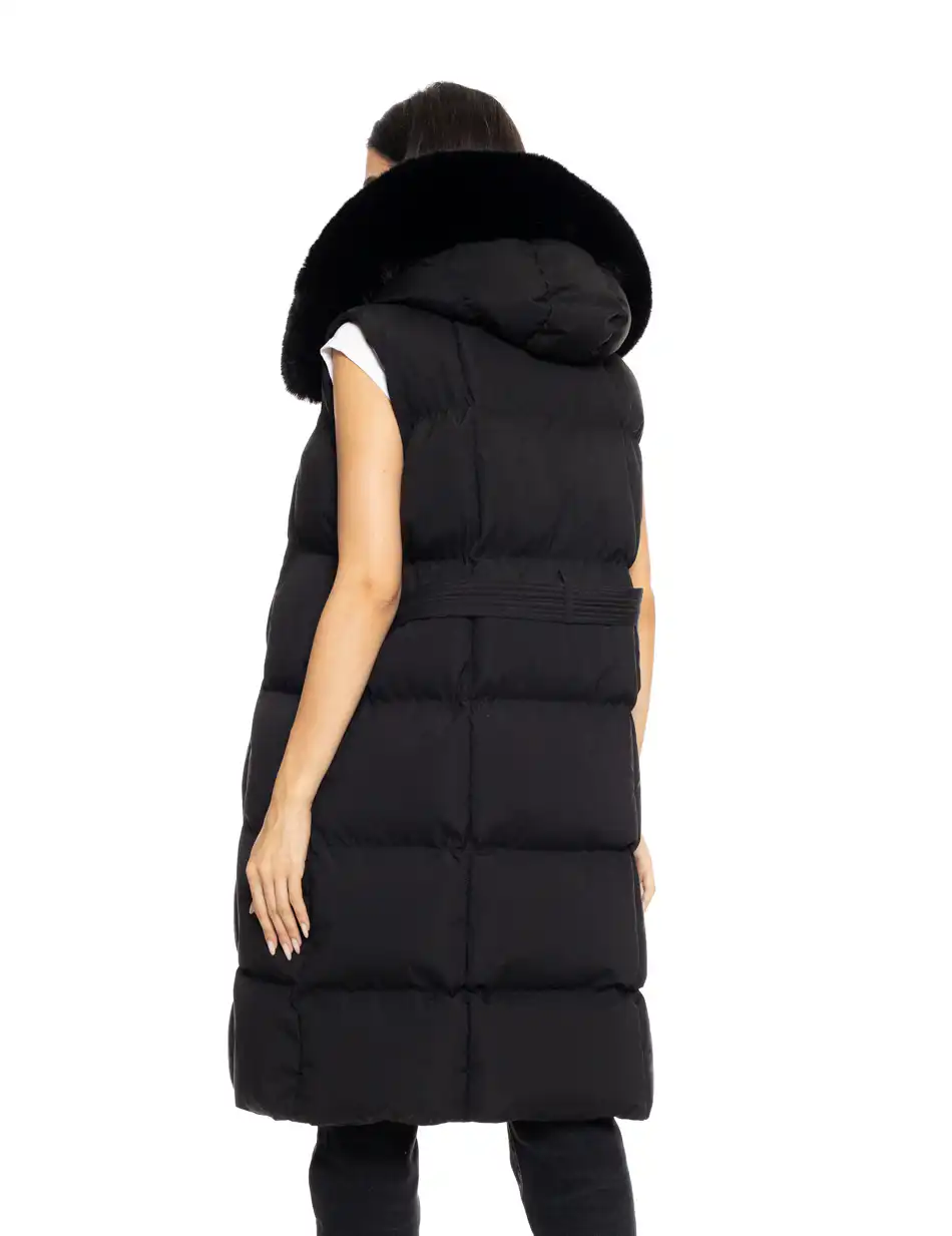 Splendid fashion γυναικείο μακρύ αμάνικο μπουφάν με ενσωματωμένη κουκούλα 50-102-002 BLACK