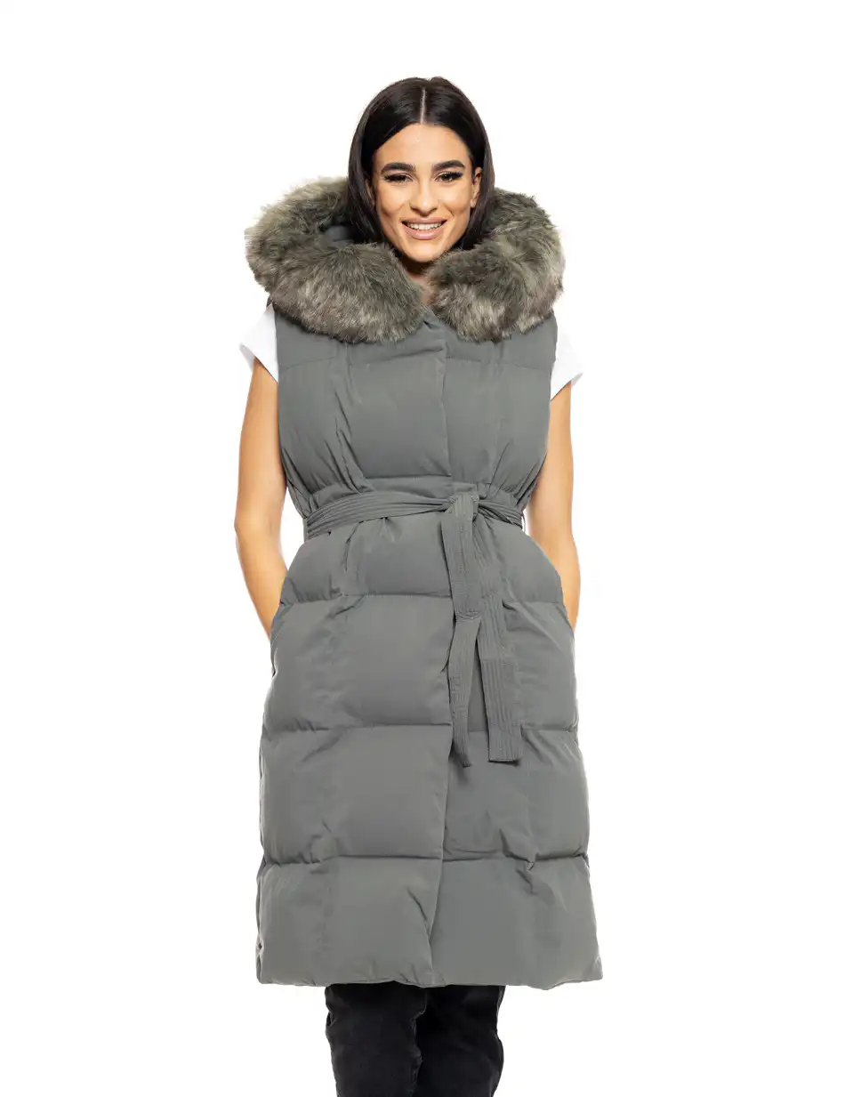 Splendid fashion γυναικείο μακρύ αμάνικο μπουφάν με ενσωματωμένη κουκούλα 50-102-002 GREEN