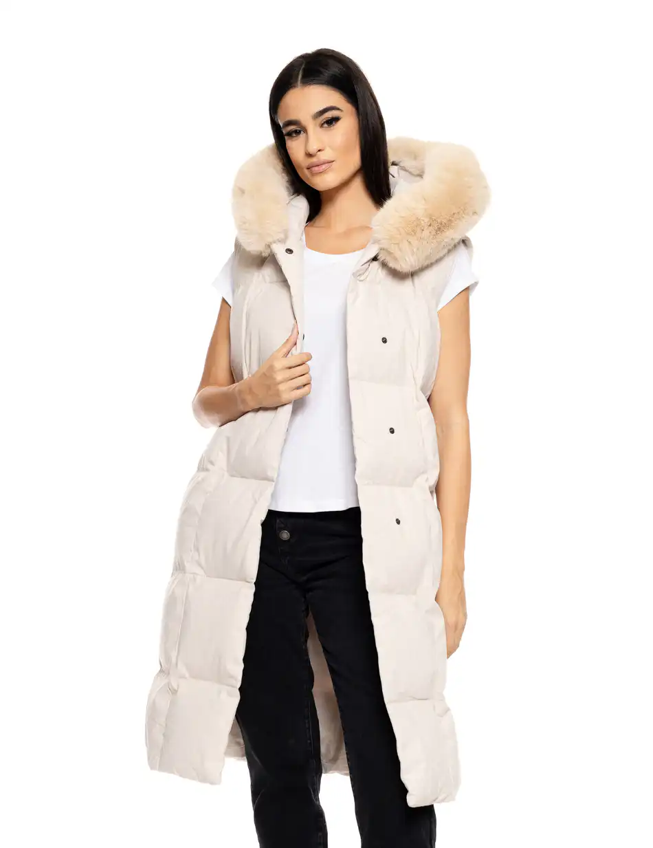 Splendid fashion γυναικείο μακρύ αμάνικο μπουφάν με ενσωματωμένη κουκούλα 50-102-002 LT BEIGE