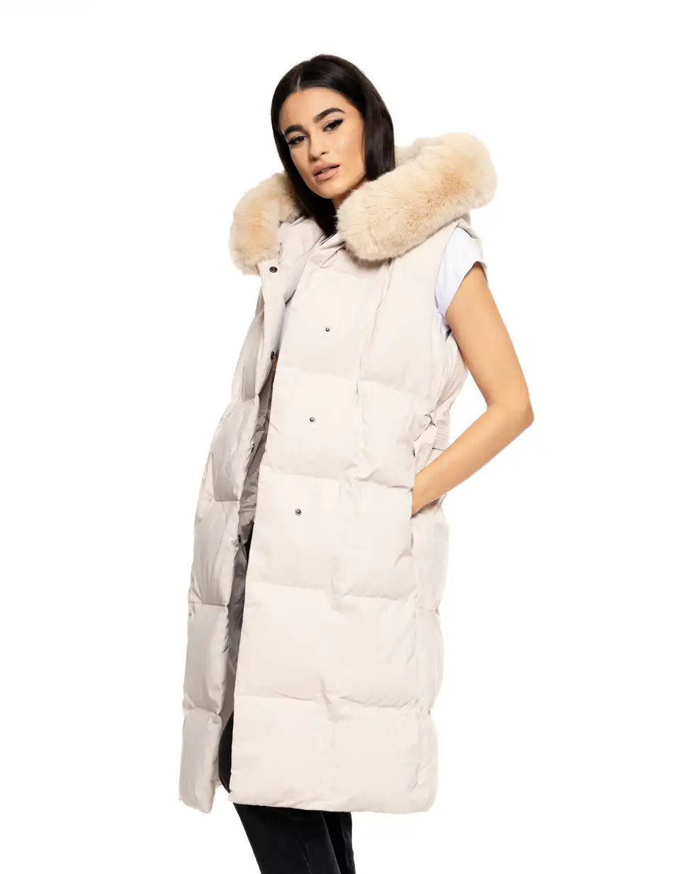 Splendid fashion γυναικείο μακρύ αμάνικο μπουφάν με ενσωματωμένη κουκούλα 50-102-002 LT BEIGE