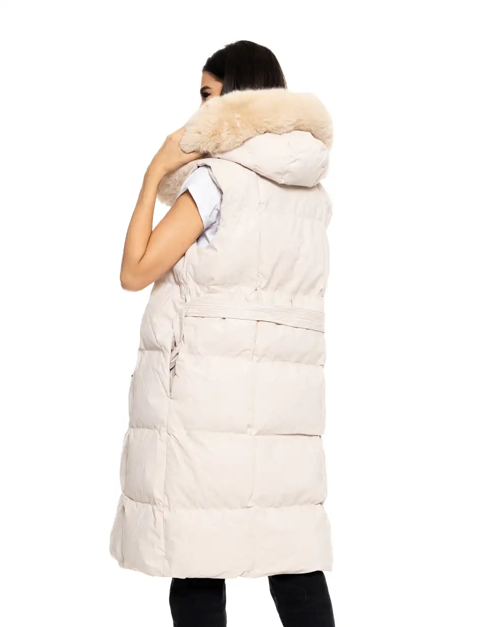 Splendid fashion γυναικείο μακρύ αμάνικο μπουφάν με ενσωματωμένη κουκούλα 50-102-002 LT BEIGE