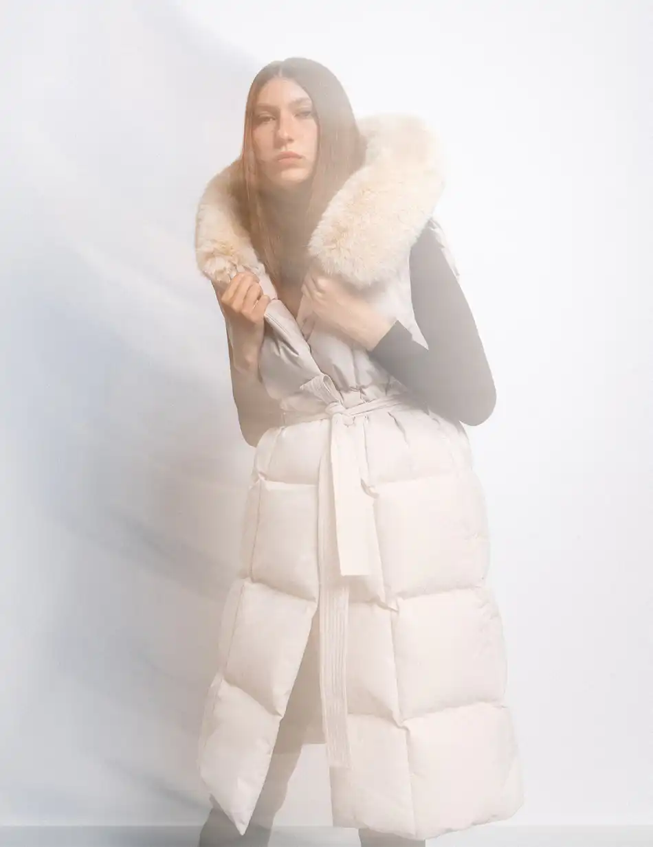 Splendid fashion γυναικείο μακρύ αμάνικο μπουφάν με ενσωματωμένη κουκούλα 50-102-002 LT BEIGE