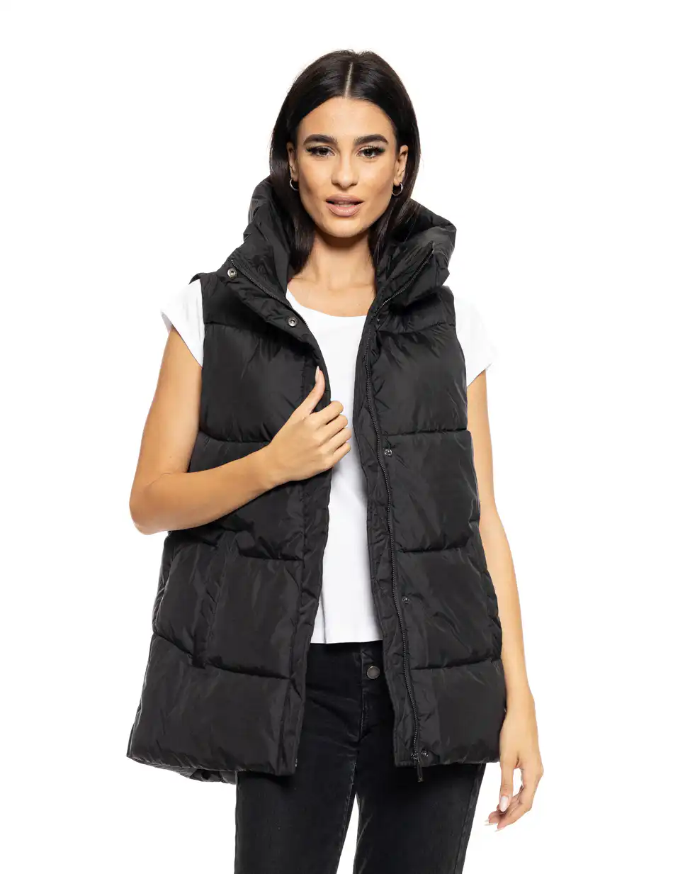 Splendid fashion γυναικείο demi αμάνικο μπουφάν με ενσωματωμένη κουκούλα 50-102-006 BLACK