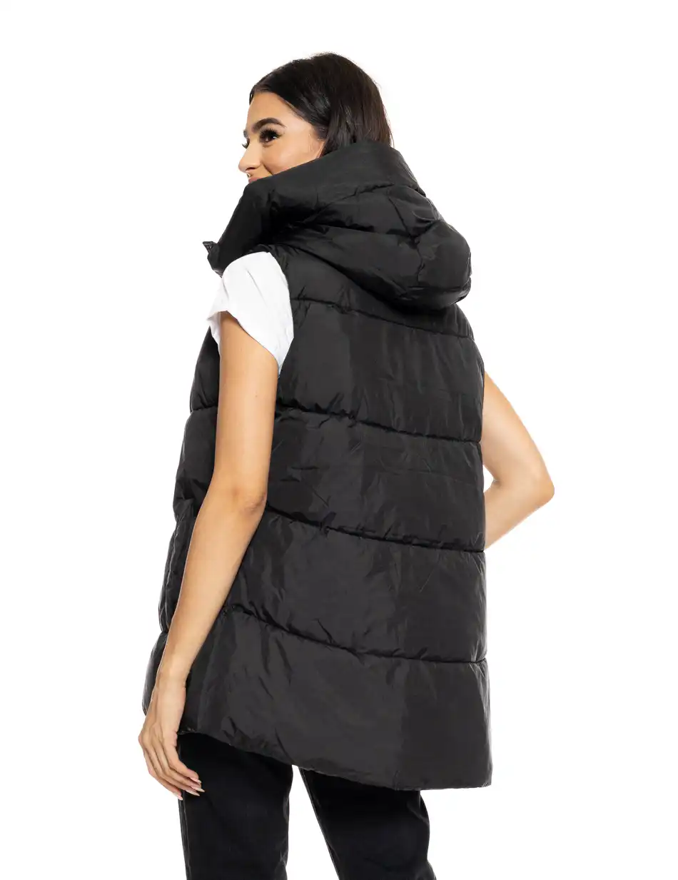 Splendid fashion γυναικείο demi αμάνικο μπουφάν με ενσωματωμένη κουκούλα 50-102-006 BLACK