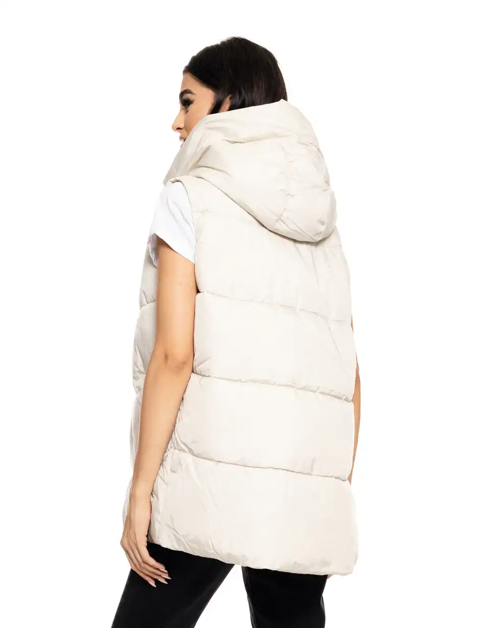 Splendid fashion γυναικείο demi αμάνικο μπουφάν με ενσωματωμένη κουκούλα 50-102-006 LT BEIGE