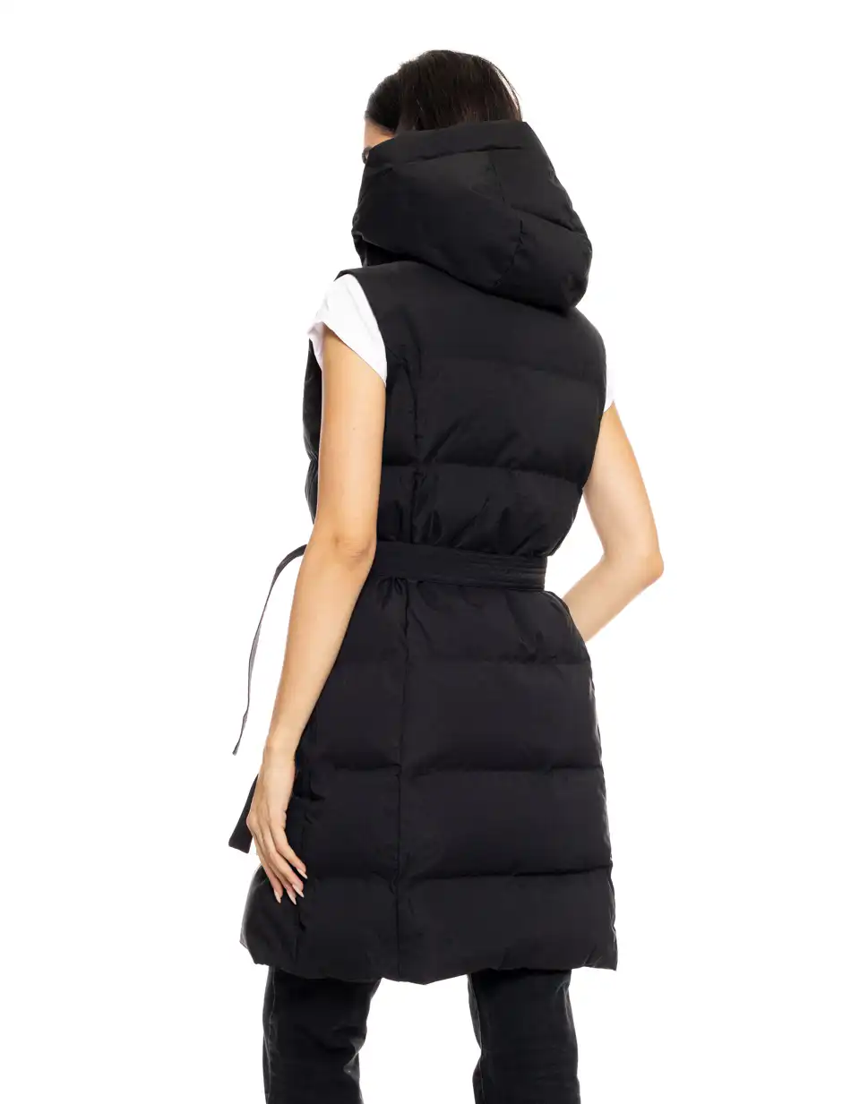 Biston fashion γυναικείο μακρύ αμάνικο μπουφάν με ενσωματωμένη κουκούλα 50-102-010 BLACK