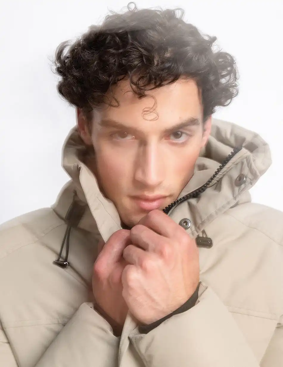 Splendid fashion ανδρικό demi μπουφάν με ενσωματωμένη κουκούλα 50-201-008 BEIGE