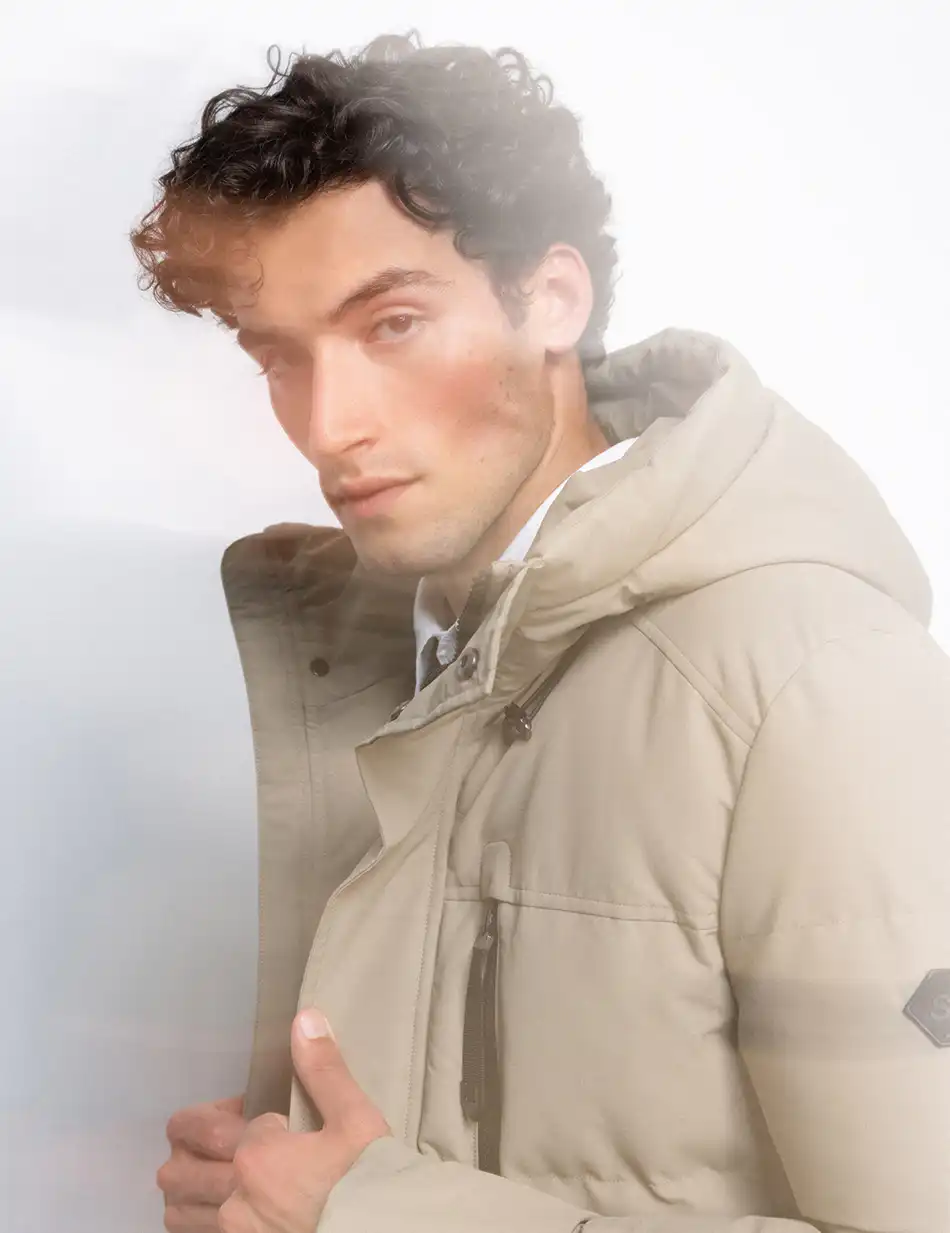 Splendid fashion ανδρικό demi μπουφάν με ενσωματωμένη κουκούλα 50-201-008 BEIGE