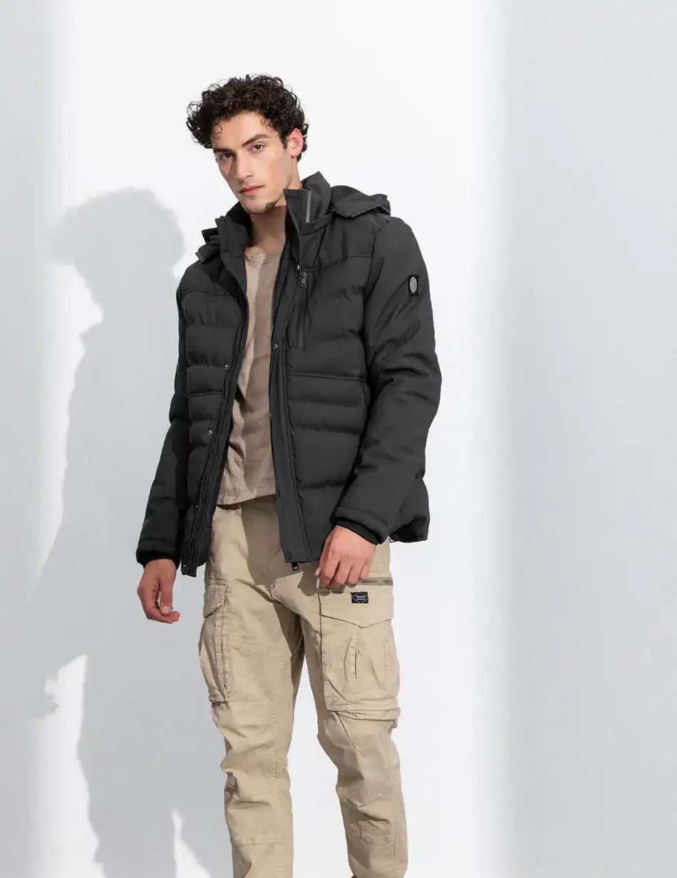 Splendid fashion ανδρικό κοντό μπουφάν με αποσπώμενη κουκούλα 50-201-010 DK GREEN