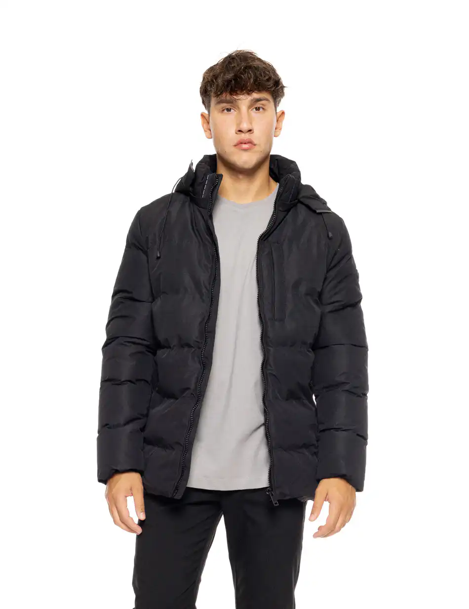 Biston fashion ανδρικό κοντό μπουφάν με αποσπώμενη κουκούλα 50-201-012 BLACK