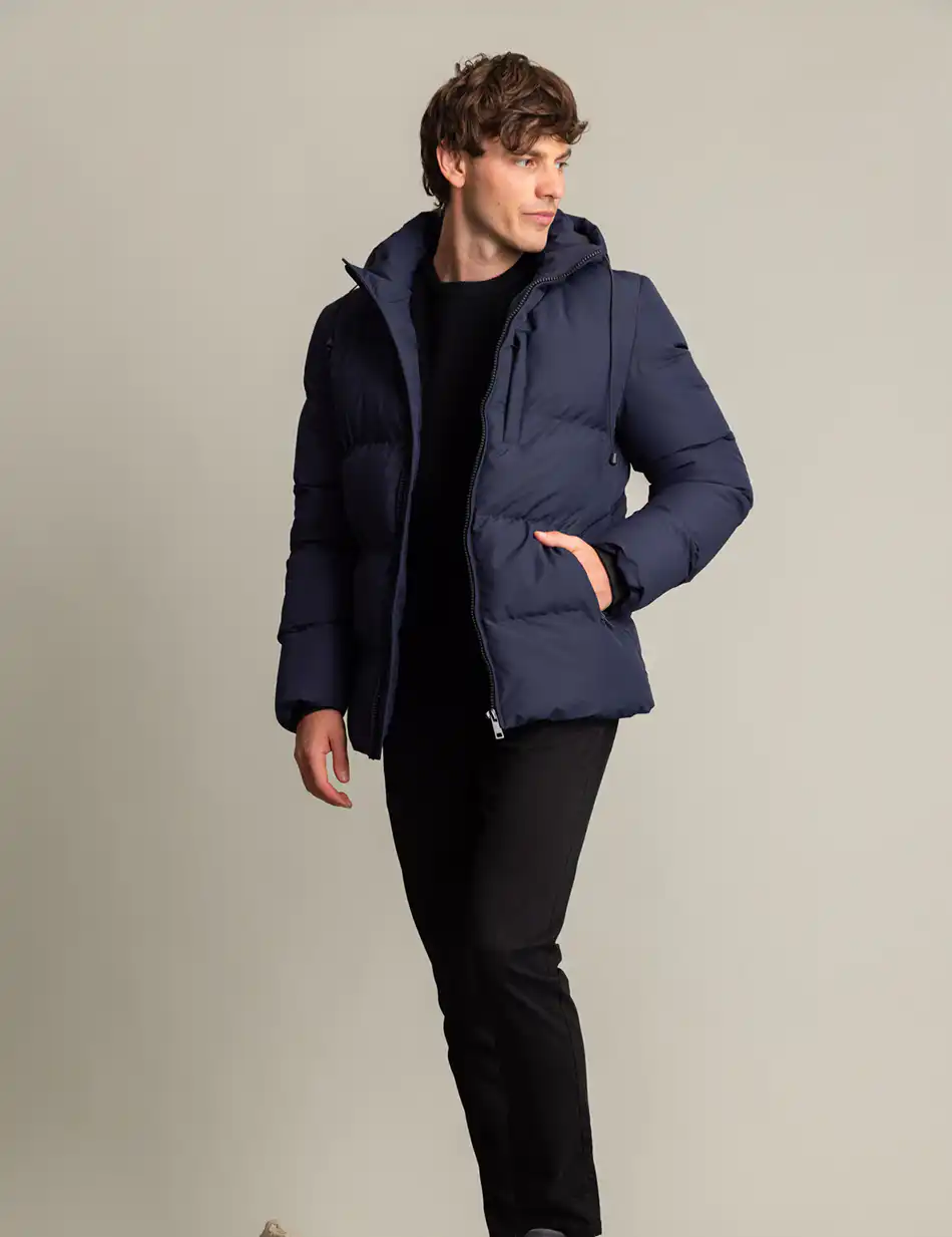 Biston fashion ανδρικό κοντό μπουφάν με αποσπώμενη κουκούλα 50-201-012 NAVY