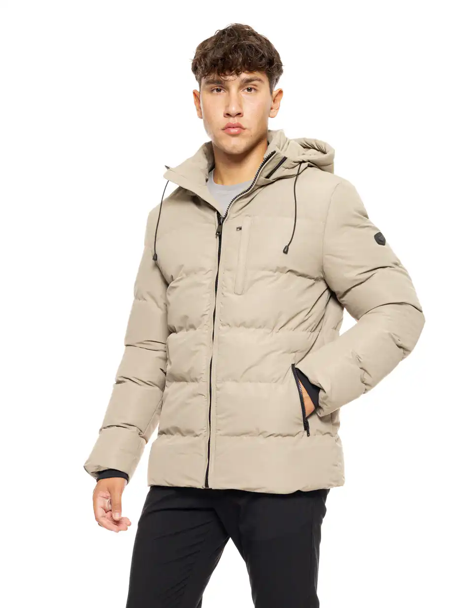Biston fashion ανδρικό κοντό μπουφάν με αποσπώμενη κουκούλα 50-201-012 BEIGE