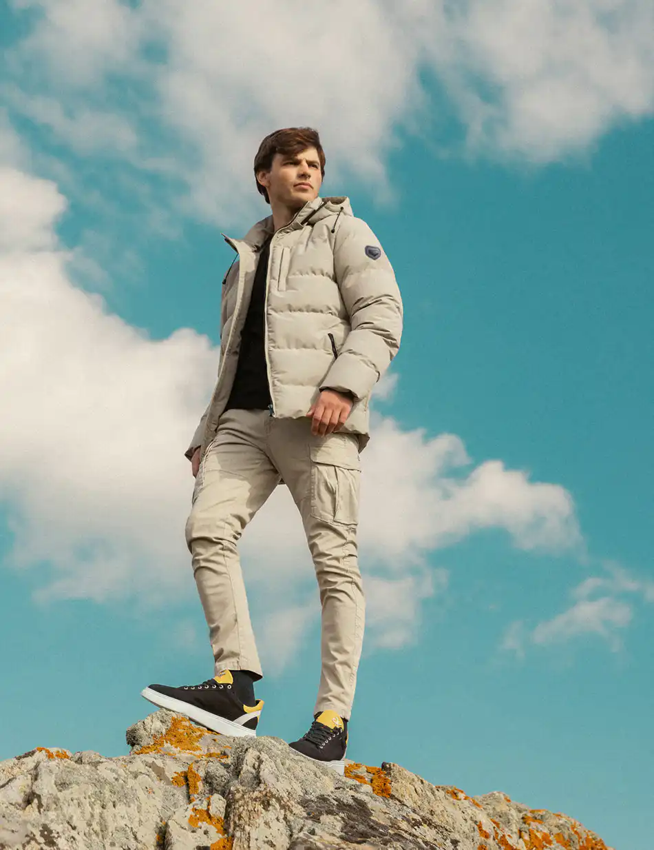 Biston fashion ανδρικό κοντό μπουφάν με αποσπώμενη κουκούλα 50-201-012 BEIGE