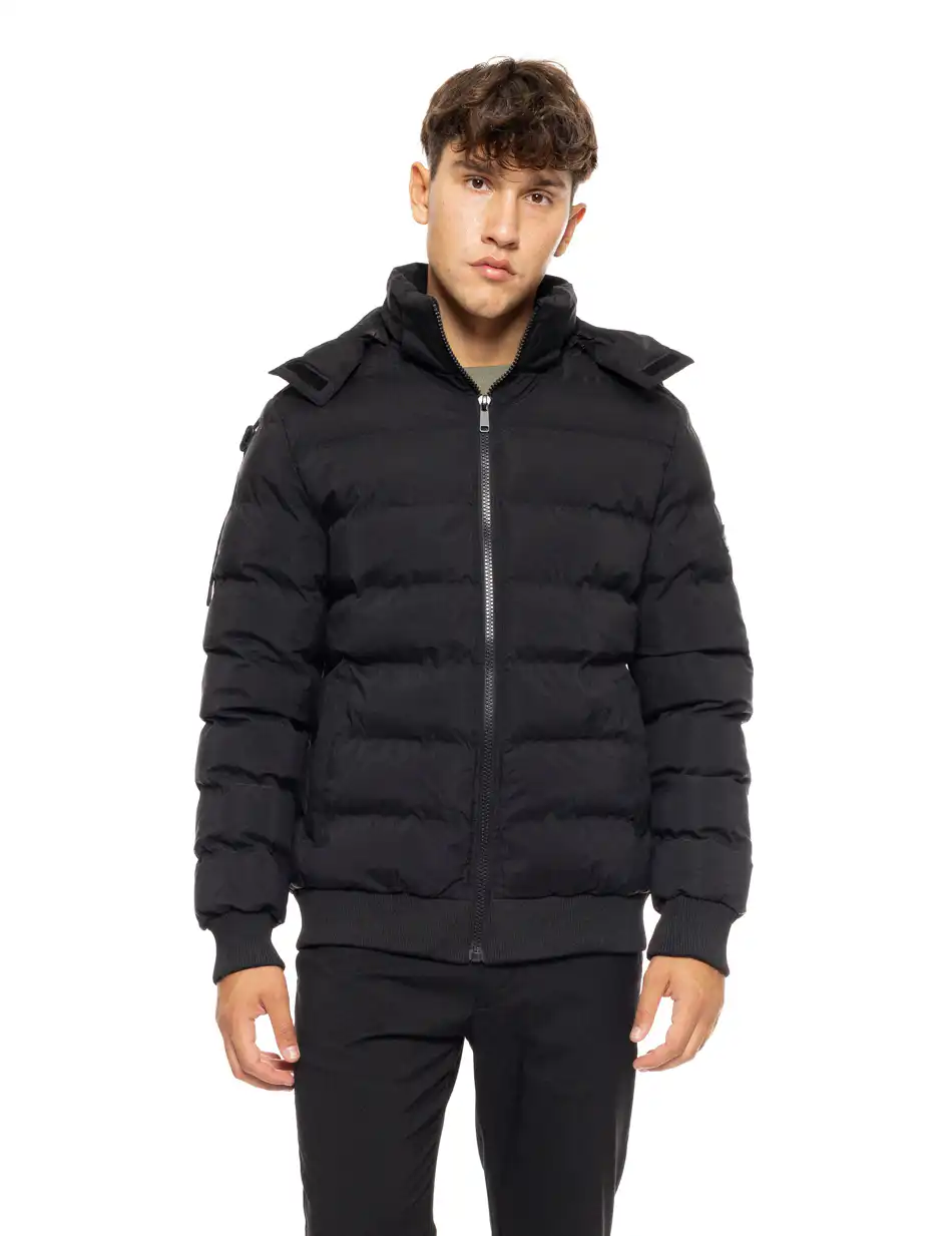 Splendid fashion ανδρικό κοντό bomber μπουφάν με αποσπώμενη κουκούλα 50-201-022 BLACK