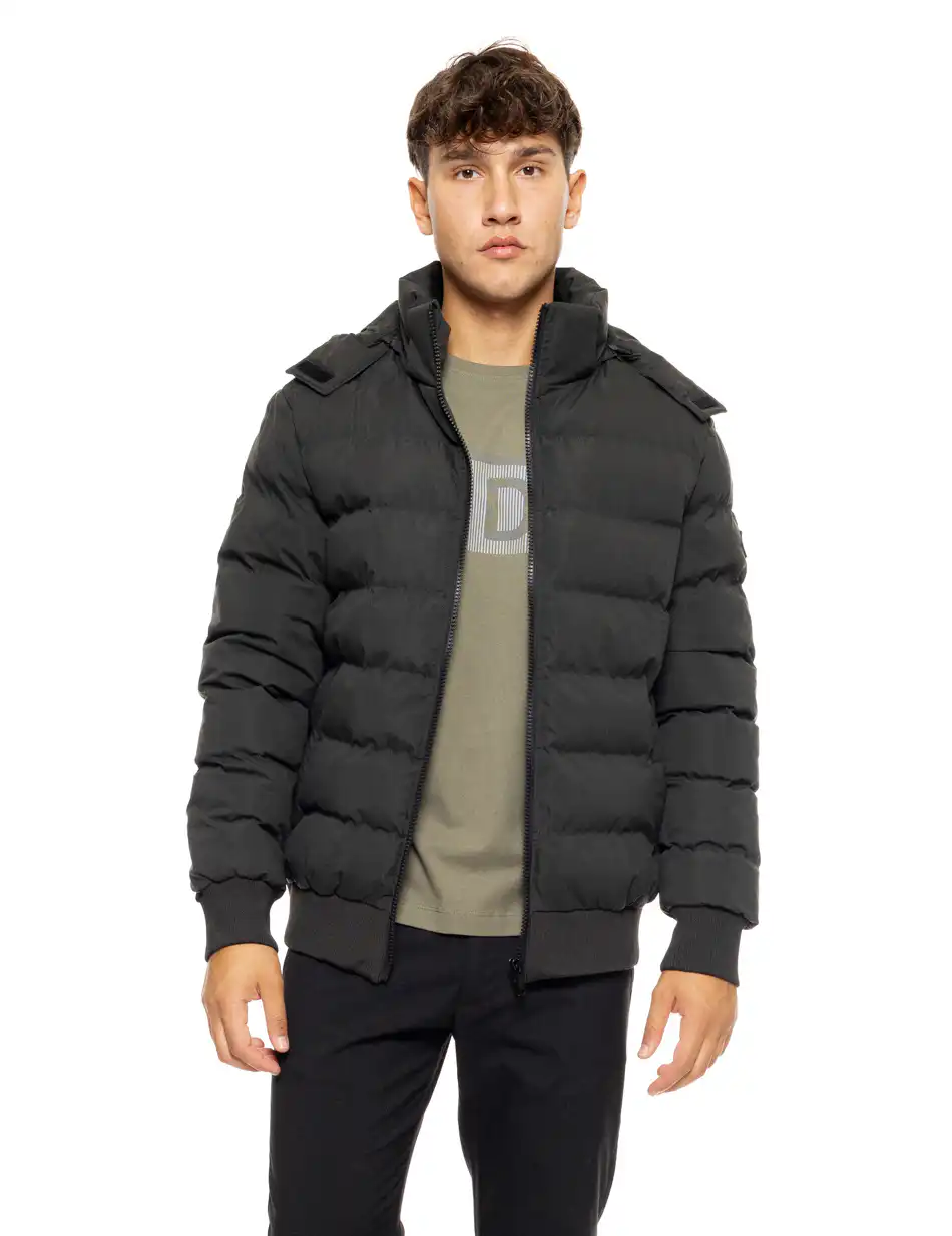 Splendid fashion ανδρικό κοντό bomber μπουφάν με αποσπώμενη κουκούλα 50-201-022 DK GREEN