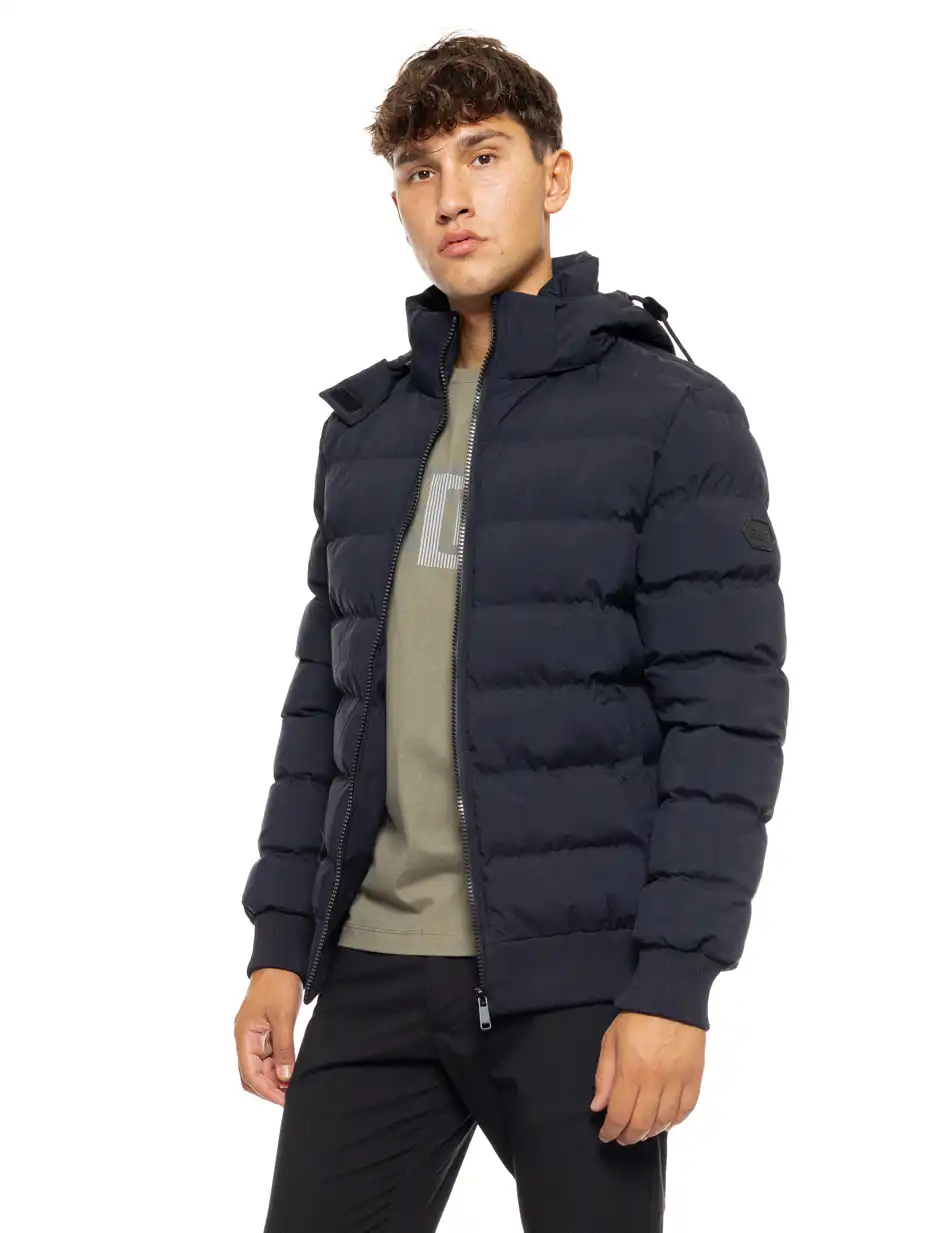 Splendid fashion ανδρικό κοντό bomber μπουφάν με αποσπώμενη κουκούλα 50-201-022 NAVY