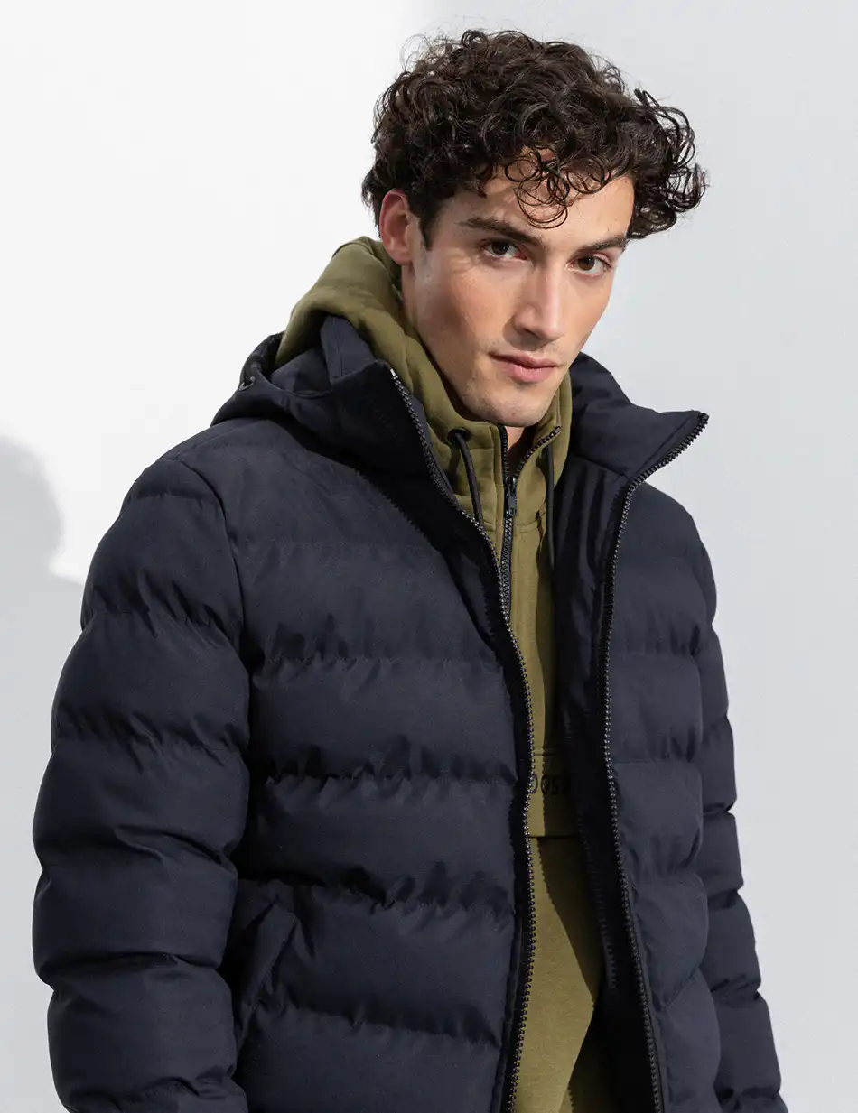 Splendid fashion ανδρικό κοντό bomber μπουφάν με αποσπώμενη κουκούλα 50-201-022 NAVY