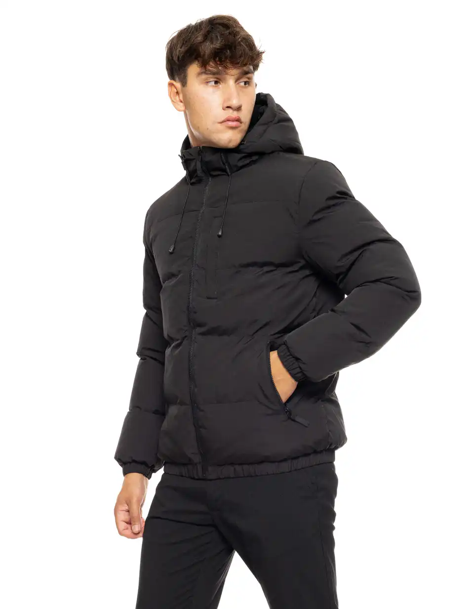 Splendid fashion ανδρικό κοντό μπουφάν με ενσωματωμένη κουκούλα 50-201-027 BLACK